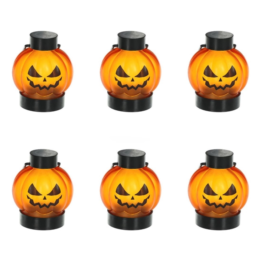 SET 6x Decoración LED HALLOWEEN LED/1xCR2032/calabazas blancas cálidas