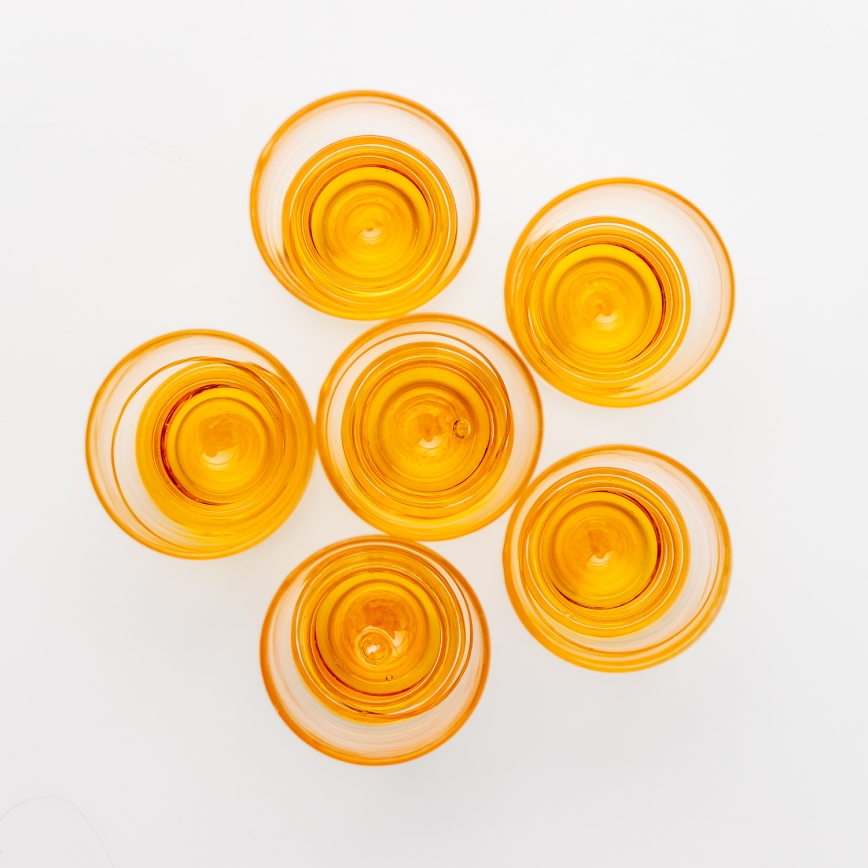 Set 6x Vaso de chupito transparente amarillo