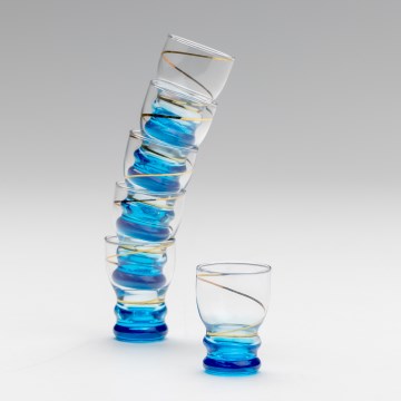 Set 6x Vaso de chupito transparente azul