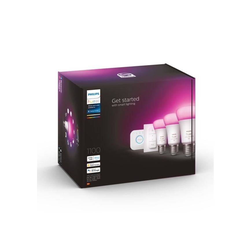 Set básico Philips Hue WHITE AND COLOR AMBIANCE 3xE27/9W 2000-6500K + dispositivo de conexión