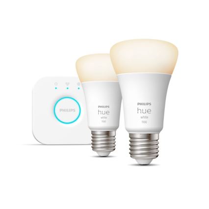 Set básico Philips Hue WHITE 2xE27/9,5W 2700K + dispositivo de conexión