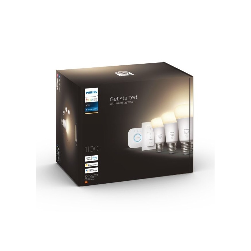 Set básico Philips Hue WHITE 3xE27/9,5W 2700K + dispositivo de conexión