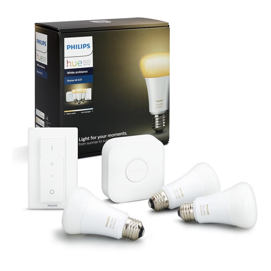 Set básico Philips Hue WHITE AMBIANCE 3xE27/9,5W/230V