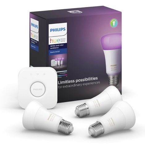 Set básico Philips Hue WHITE AND COLOR AMBIANCE 3xE27/9,5W/230V 2000-6500K