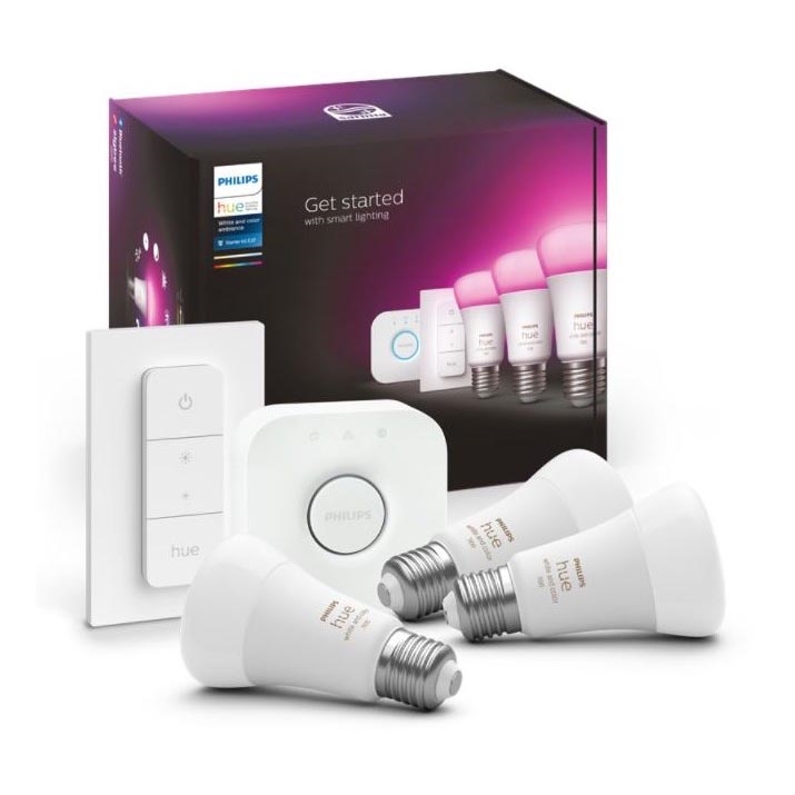 Set básico Philips Hue WHITE AND COLOR AMBIANCE 3xE27/9W 2000-6500K + dispositivo de conexión