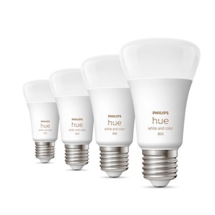 SET - Tira LED RGBW regulable Philips Hue WHITE AND COLOR AMBIANCE 2m LED/20W/230V + 4x Bombilla regulable Philips A60 E27/6,5W/230V 2000-6500K