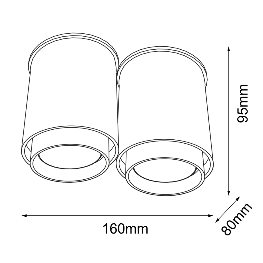 Shilo - Plafón 2xGU10/15W/230V negro