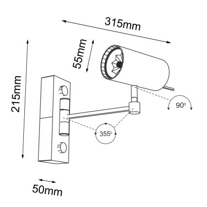Shilo - Aplique 1xGU10/15W/230V negro