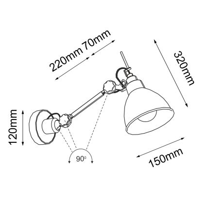 Shilo - Aplique 1xE27/15W/230V negro
