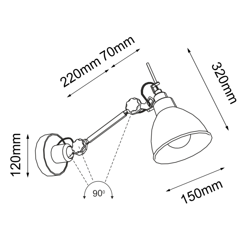 Shilo - Aplique 1xE27/15W/230V negro