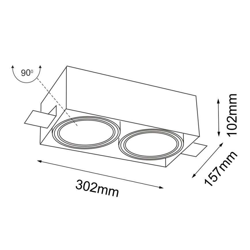 Shilo - Lámpara empotrada 2xGU10/15W/230V blanco