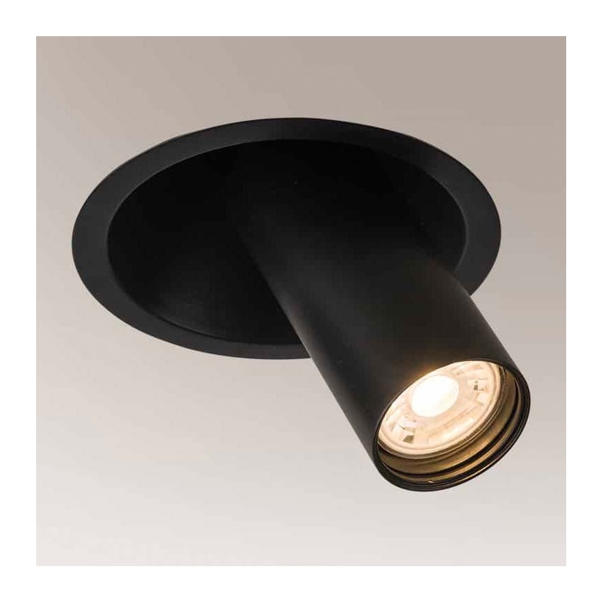 Shilo - Foco empotrable 1xGU10/MR11/15W/230V diá. 11 cm negro