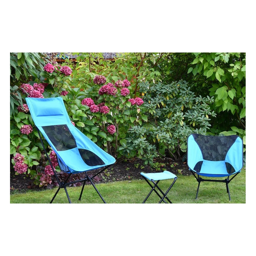 Silla de camping plegable azul 63 cm