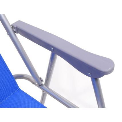 Silla de camping plegable azul/cromo mate