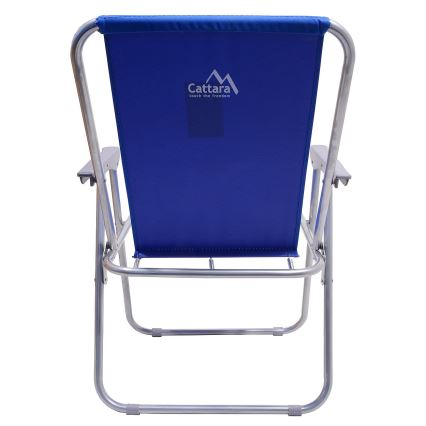 Silla de camping plegable azul/cromo mate