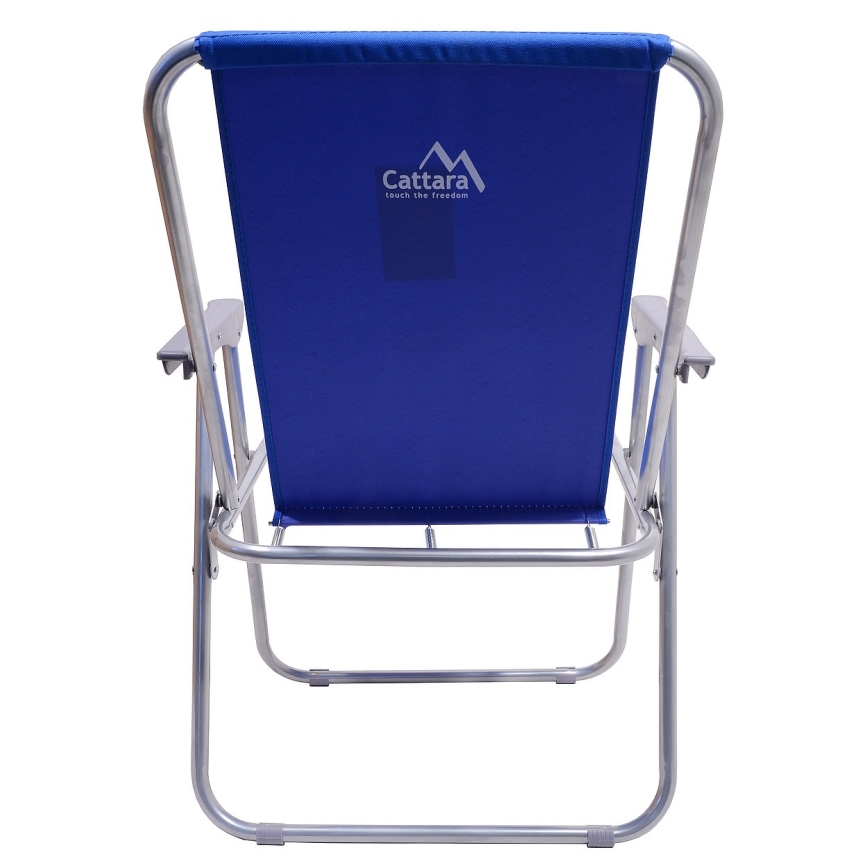 Silla de camping plegable azul/cromo mate