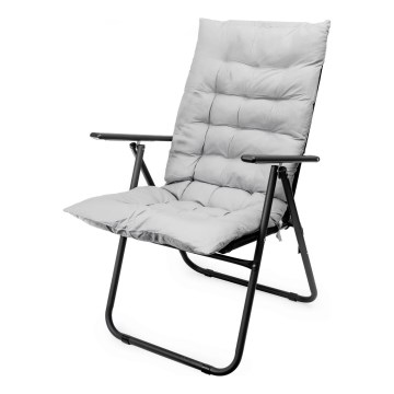 Silla de camping plegable con colchoneta negro/gris