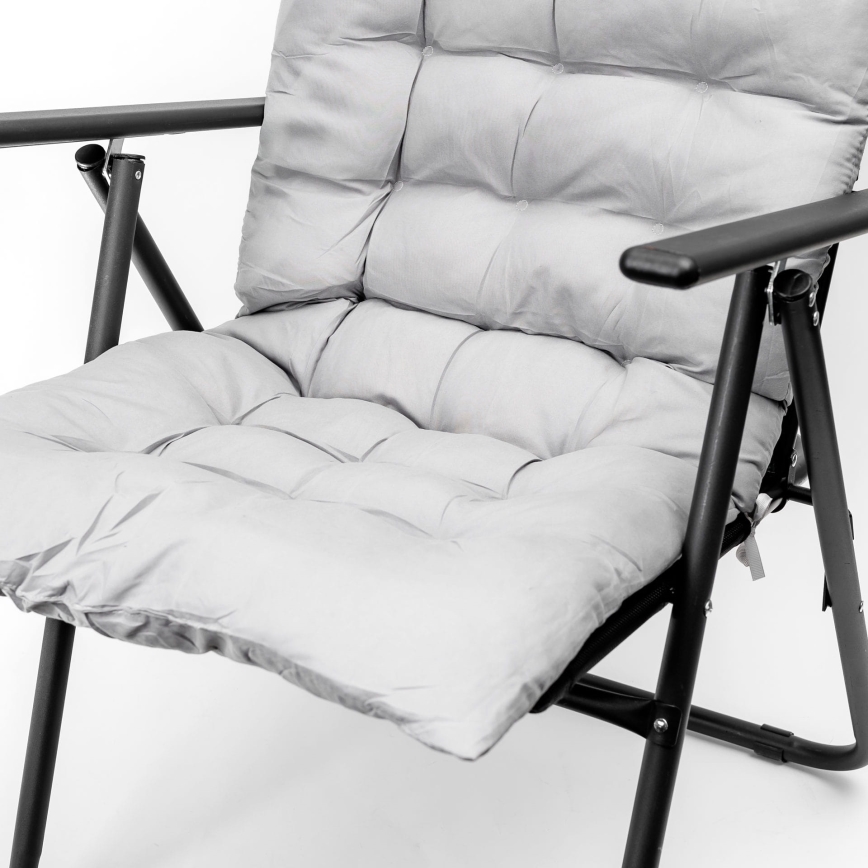 Silla de camping plegable con colchoneta negro/gris