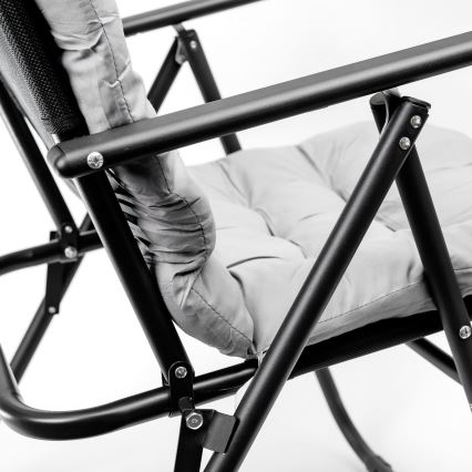 Silla de camping plegable con colchoneta negro/gris