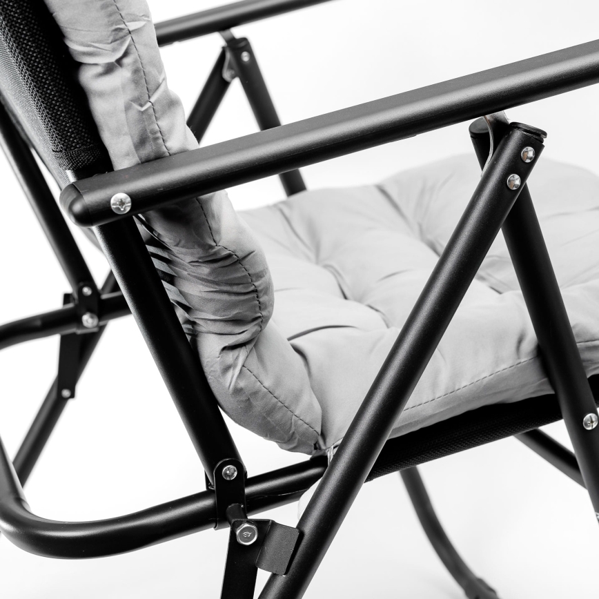 Silla de camping plegable con colchoneta negro/gris