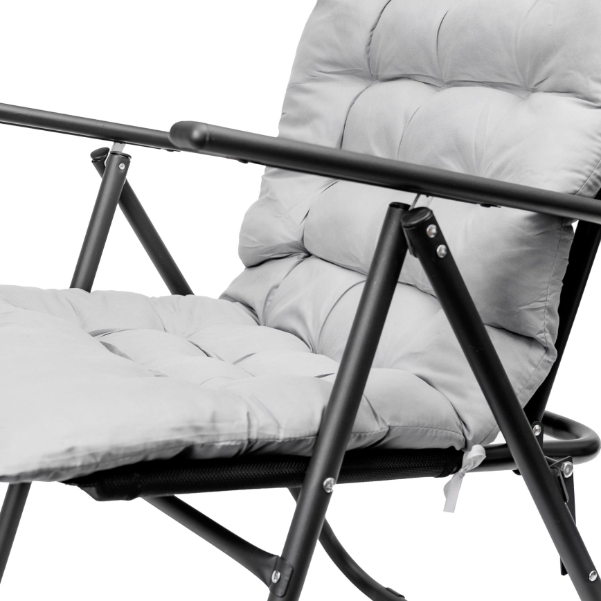 Silla de camping plegable con colchoneta negro/gris