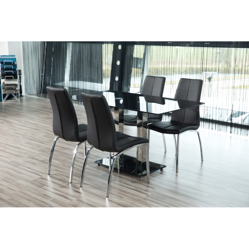 Silla de comedor AMAL 1 pz negro/cromo mate