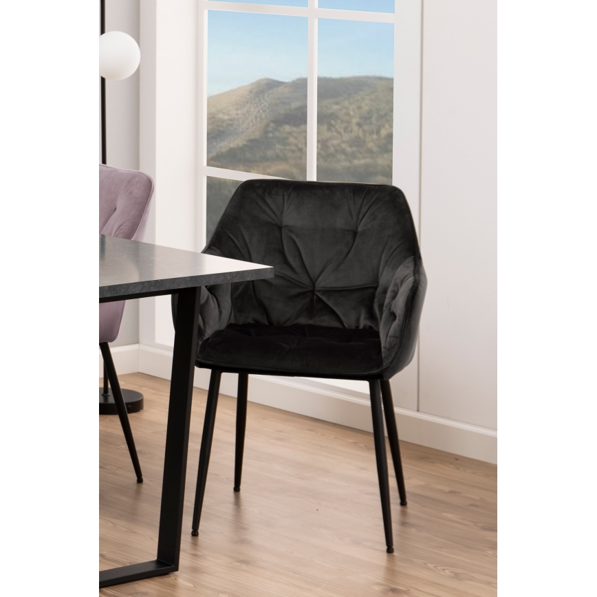 Silla de comedor con reposabrazos AYLIN 1 pz negro