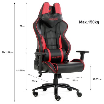 Silla de juego VARR Monza negro/rojo