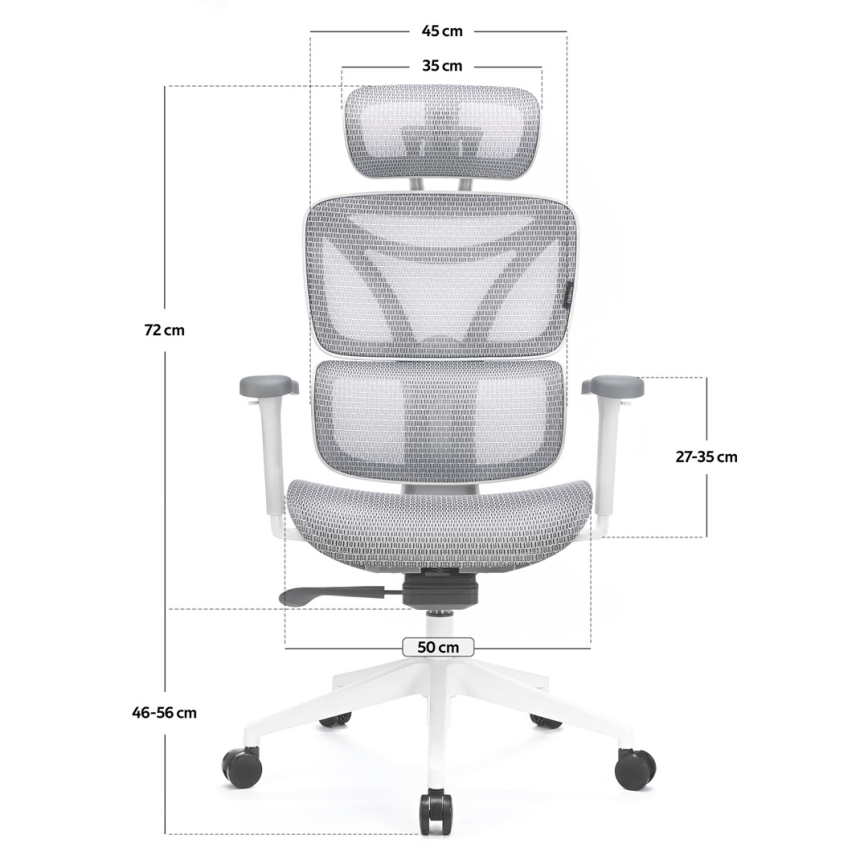 Silla de oficina ergonómica LEVANO gris/blanco/negro