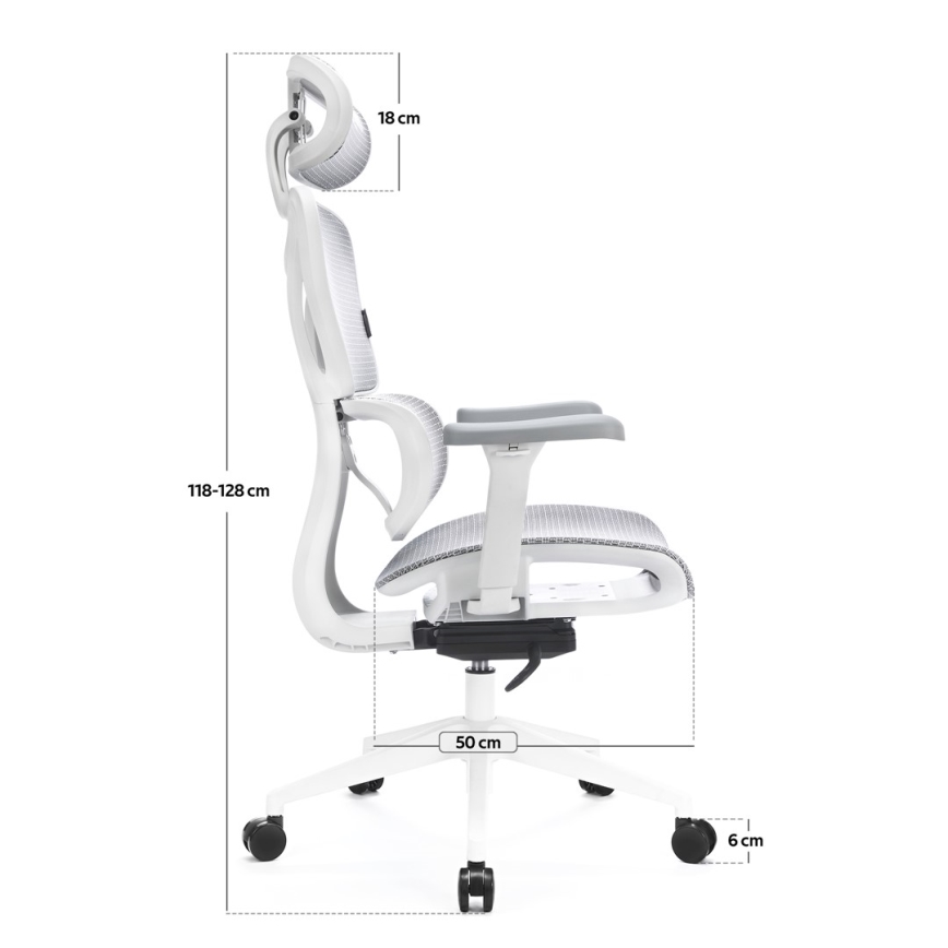Silla de oficina ergonómica LEVANO gris/blanco/negro