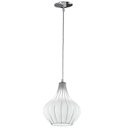 SIRU - Lámpara colgante AURIGA 1xE14/40W/230V diá. 26 cm cromo mate/blanco vidrio veneciano