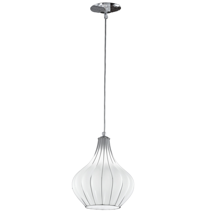 SIRU - Lámpara colgante AURIGA 1xE14/40W/230V diá. 26 cm cromo mate/blanco vidrio veneciano