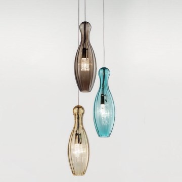 SIRU - Lámpara colgante BIRILLO 3xE14/40W/230V marrón/turquesa/beige Vidrio veneciano