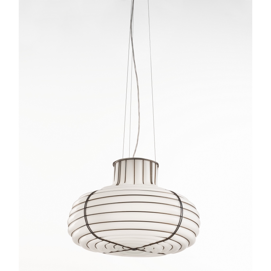 SIRU - Lámpara colgante CHAPEAU 2xE14/40W/230V cromo mate/blanco vidrio veneciano