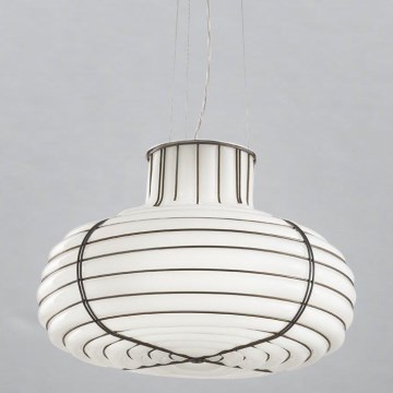 SIRU - Lámpara colgante CHAPEAU 2xE14/40W/230V cromo mate/blanco vidrio veneciano