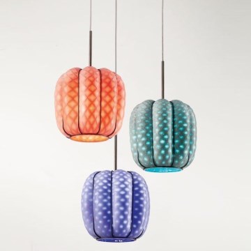 SIRU - Lámpara colgante NEST 3xE27/60W/230V naranja/azul/verde Vidrio veneciano