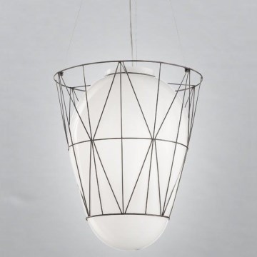 SIRU - Lámpara colgante SEGNI 1xE27/60W/230V negro/blanco Vidrio veneciano