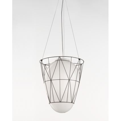 SIRU - Lámpara colgante SEGNI 1xE27/60W/230V negro/blanco Vidrio veneciano