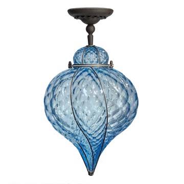 SIRU - Lámpara de techo GOCCIA 1xE27/60W/230V diá. 25 cm azul/marrón Vidrio veneciano