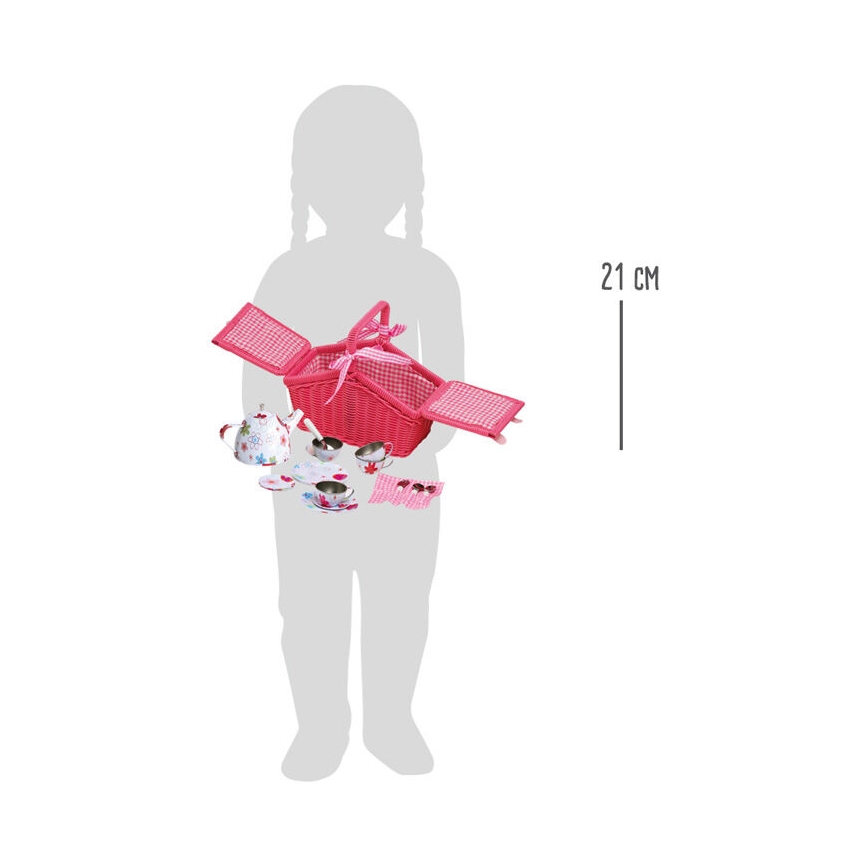Small Foot - Cesta de picnic con vajilla rosa