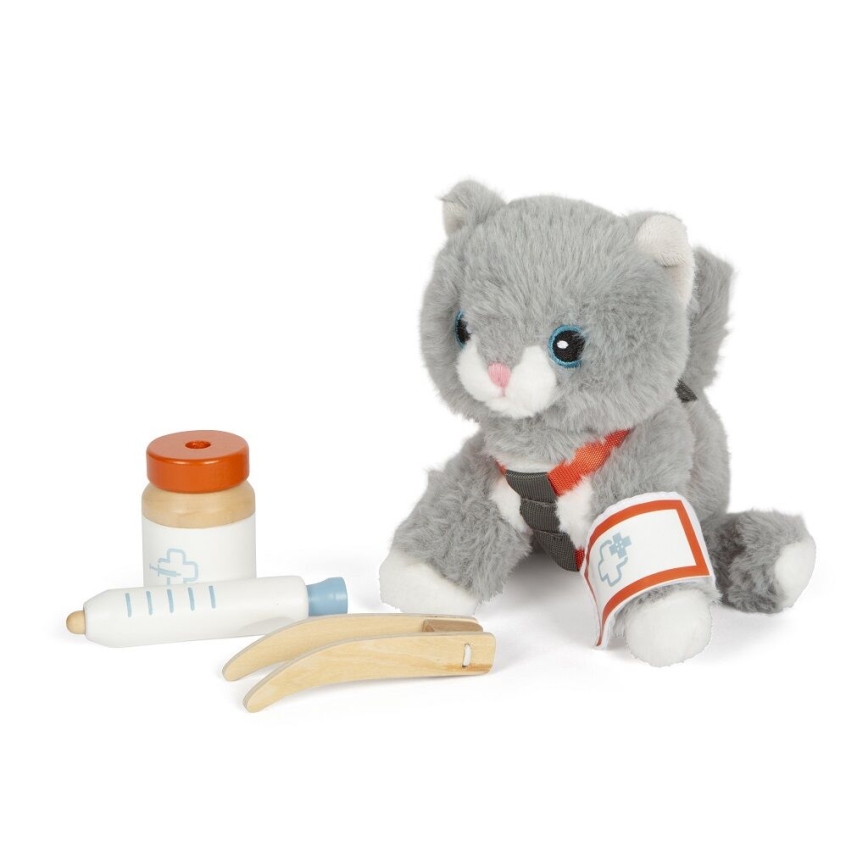 Small Foot - Gato de peluche con kit de cuidados