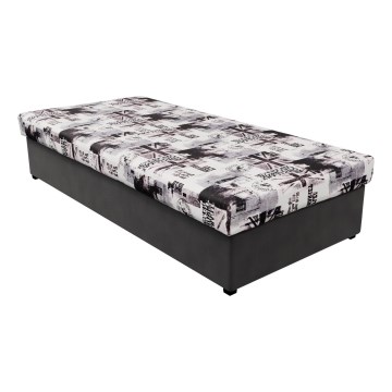 Sofá cama con colchón de muelles y espacio de almacenamiento NOE 90x200 gris/negro