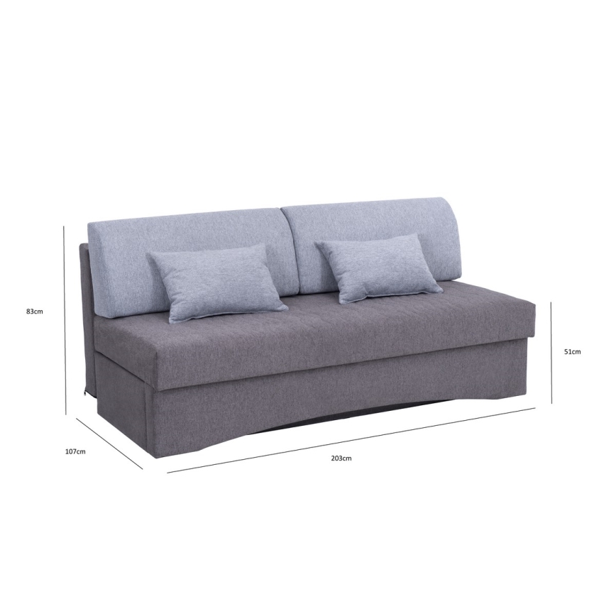 Sofá cama plegable tapizado sin reposabrazos PAUL gris
