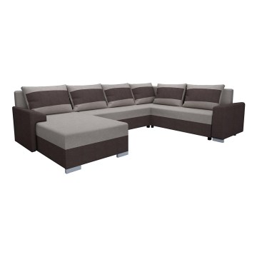 Sofá en U tapizado plegable universal OXFORD marrón/taupe
