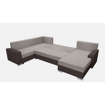 Sofá en U tapizado plegable universal OXFORD marrón/taupe