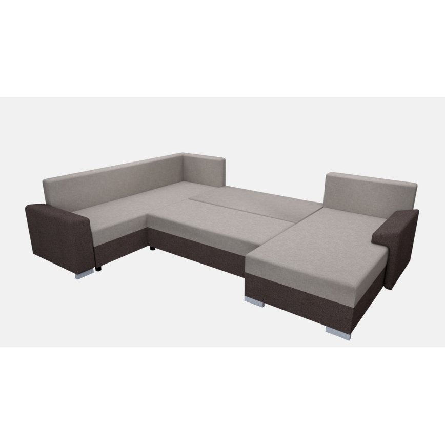 Sofá en U tapizado plegable universal OXFORD marrón/taupe