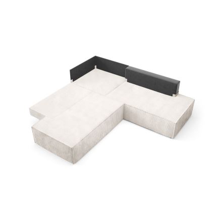 Sofá esquinero plegable en forma de L con espacio de almacenamiento TERAMO derecho beige