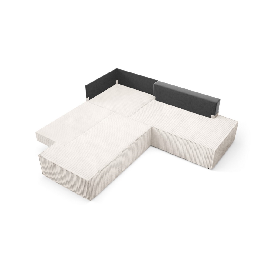 Sofá esquinero plegable en forma de L con espacio de almacenamiento TERAMO derecho beige