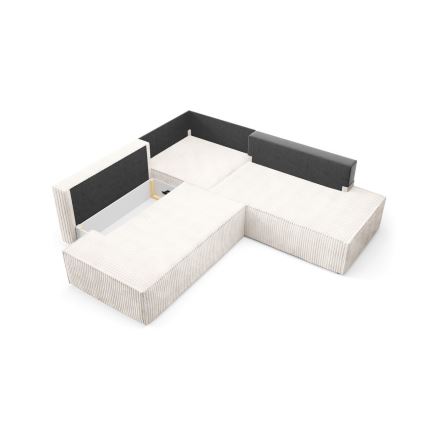 Sofá esquinero plegable en forma de L con espacio de almacenamiento TERAMO derecho beige