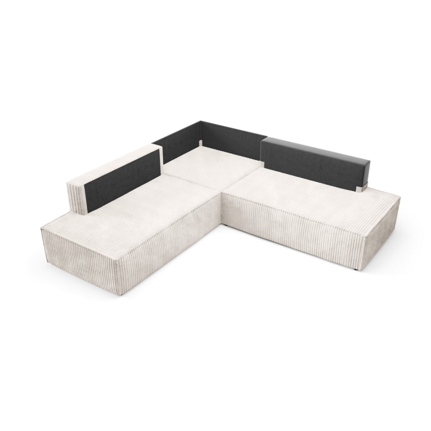Sofá esquinero plegable en forma de L con espacio de almacenamiento TERAMO derecho beige